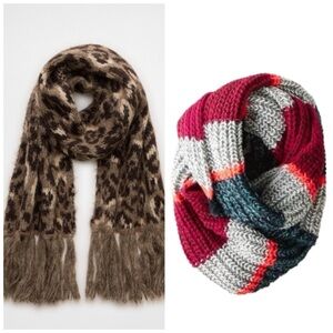 AE American Eagle Scarf Bundle Striped Infinity & Leopard Print